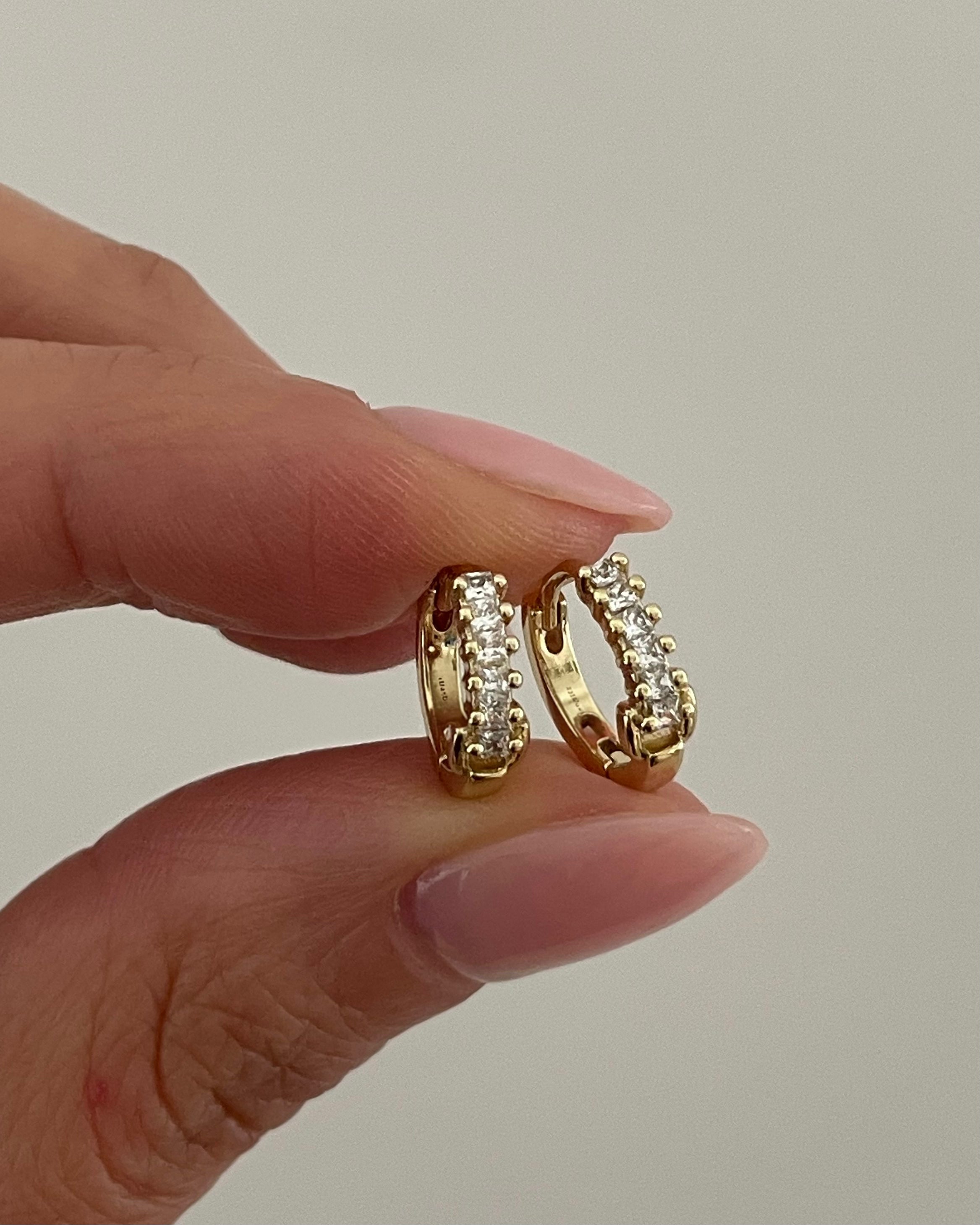 Creolen VIP Mini Baguette -14K vergoldet