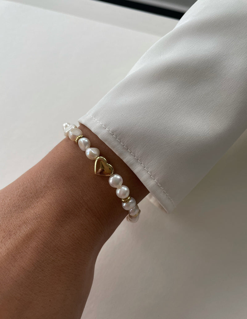 Armband Pearl Heart Gold