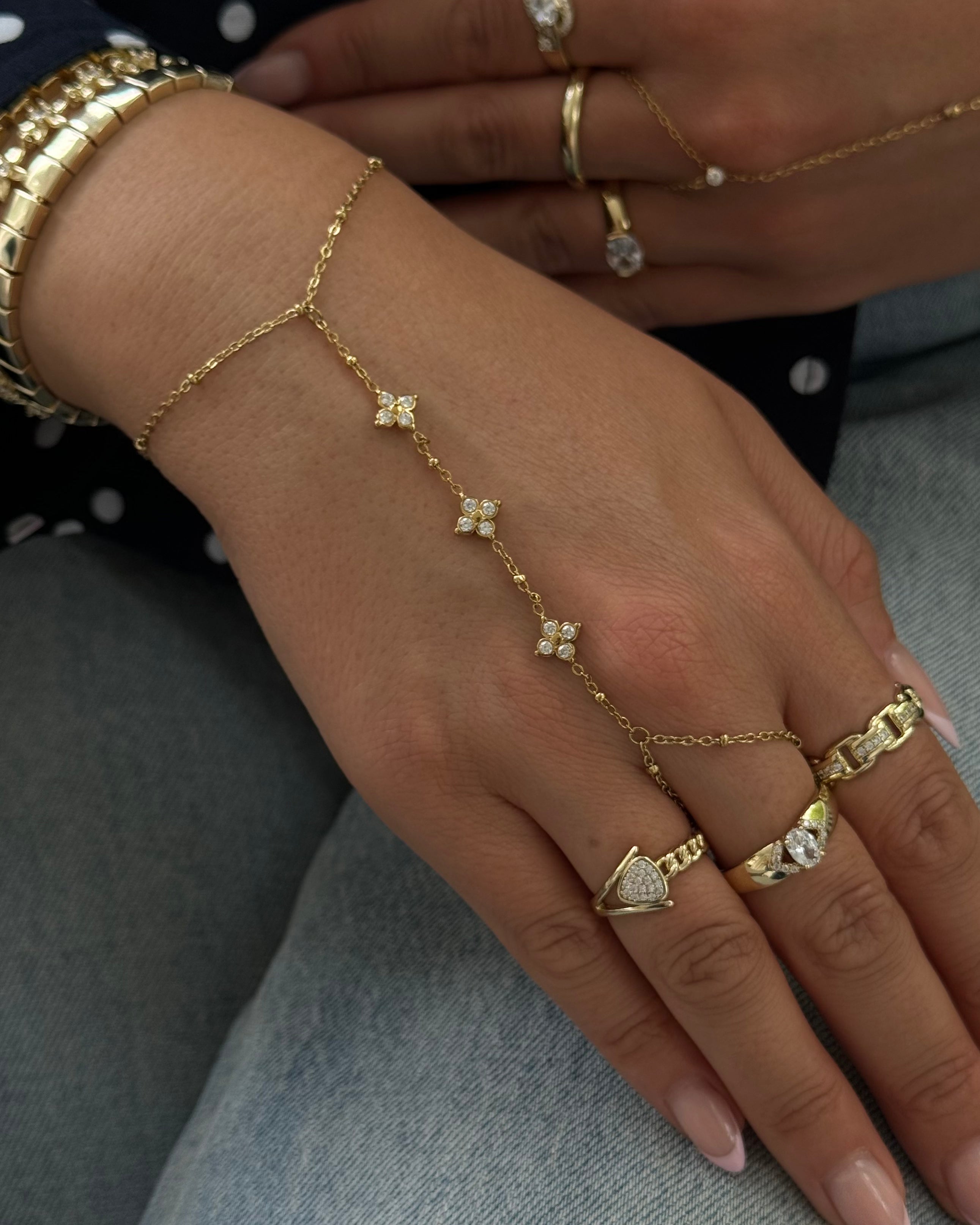 Hand Chain Flower -18K vergoldet