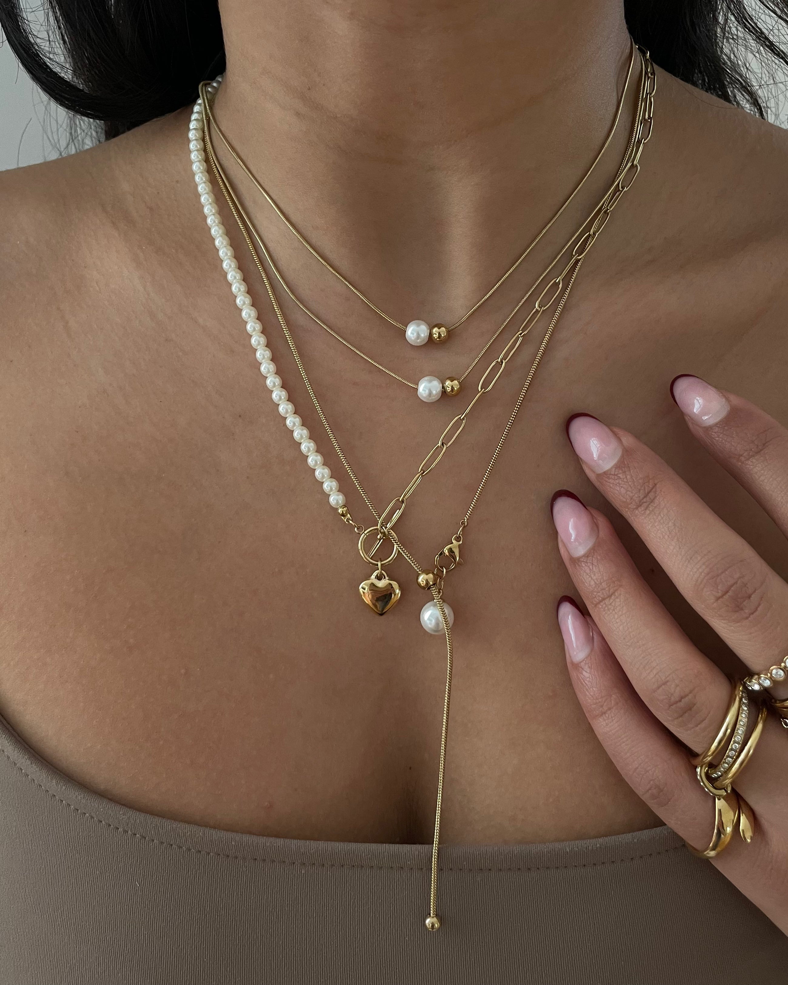 Kette Layer Pearl -18K vergoldet