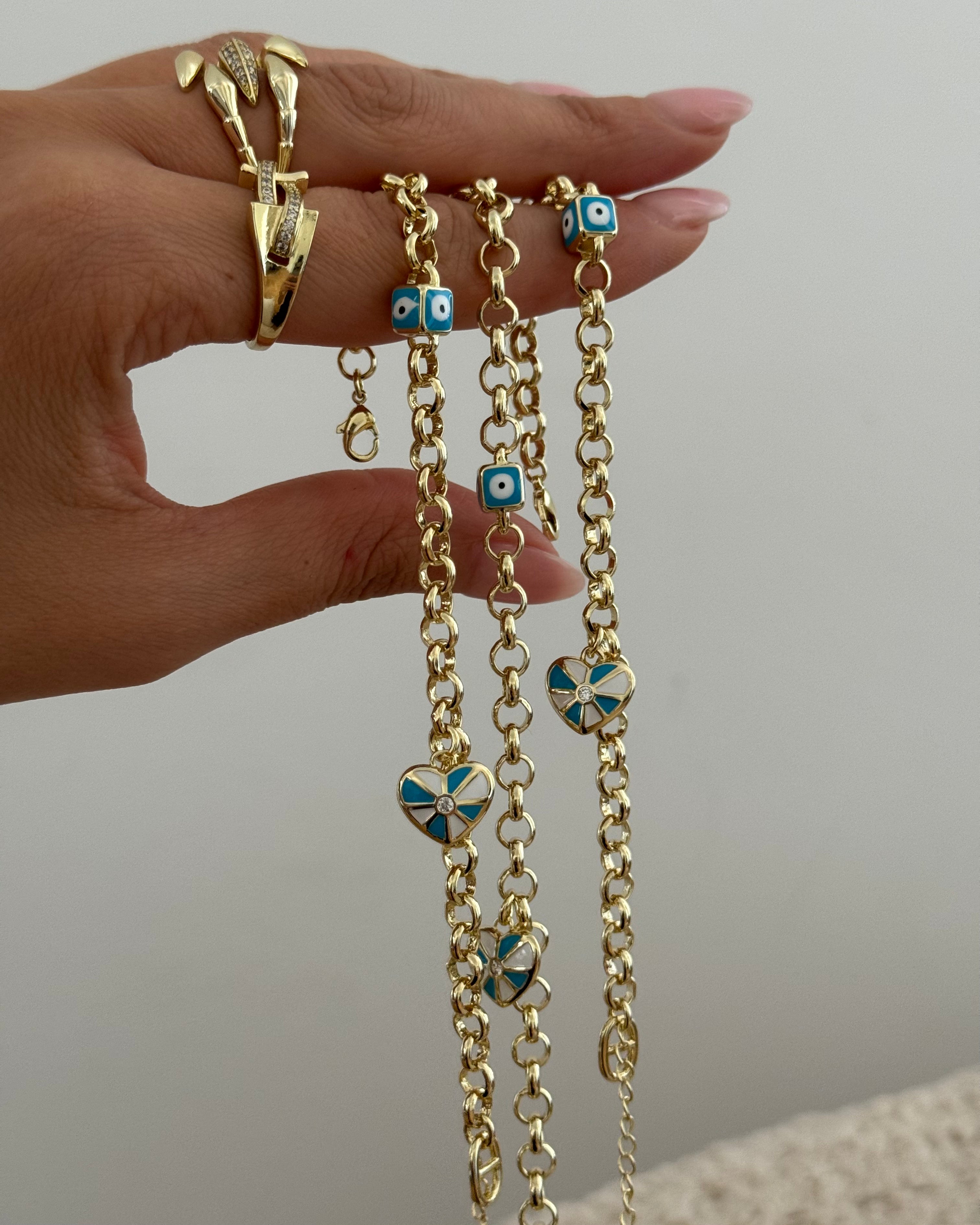 Armband VIP Charm Nazar Turquoise -14K vergoldet