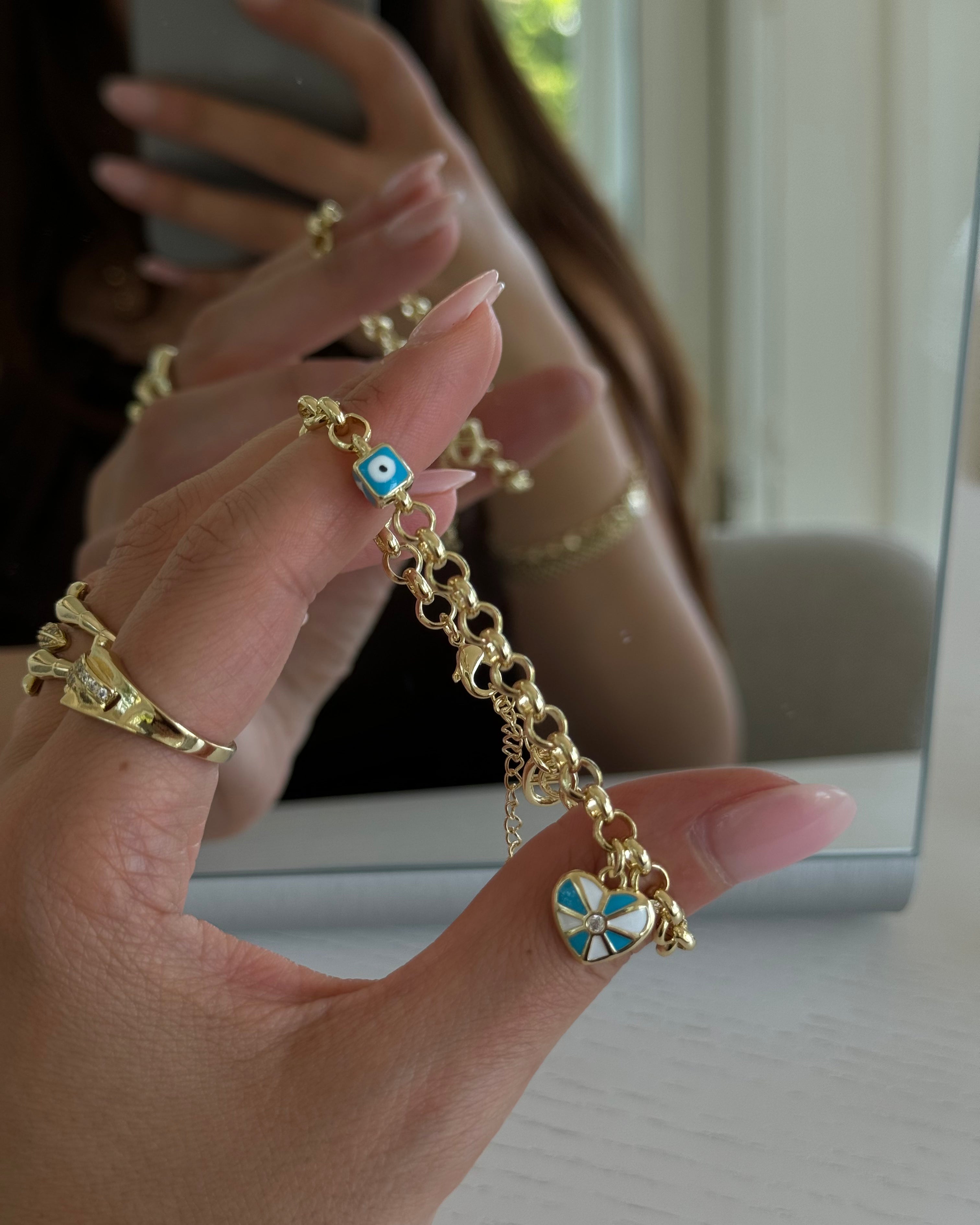Armband VIP Charm Nazar Turquoise -14K vergoldet