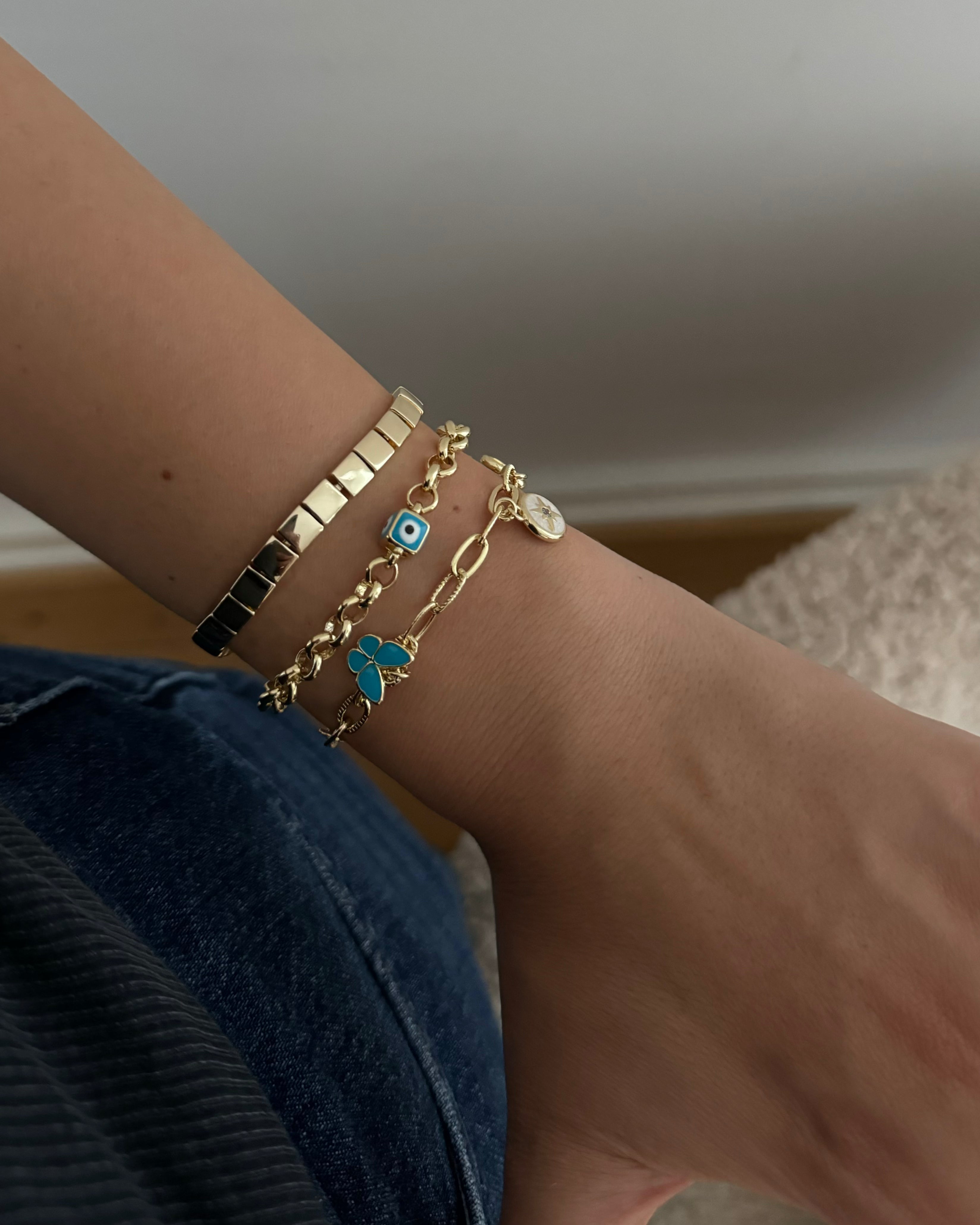 Armband VIP Charm Blue -14K vergoldet