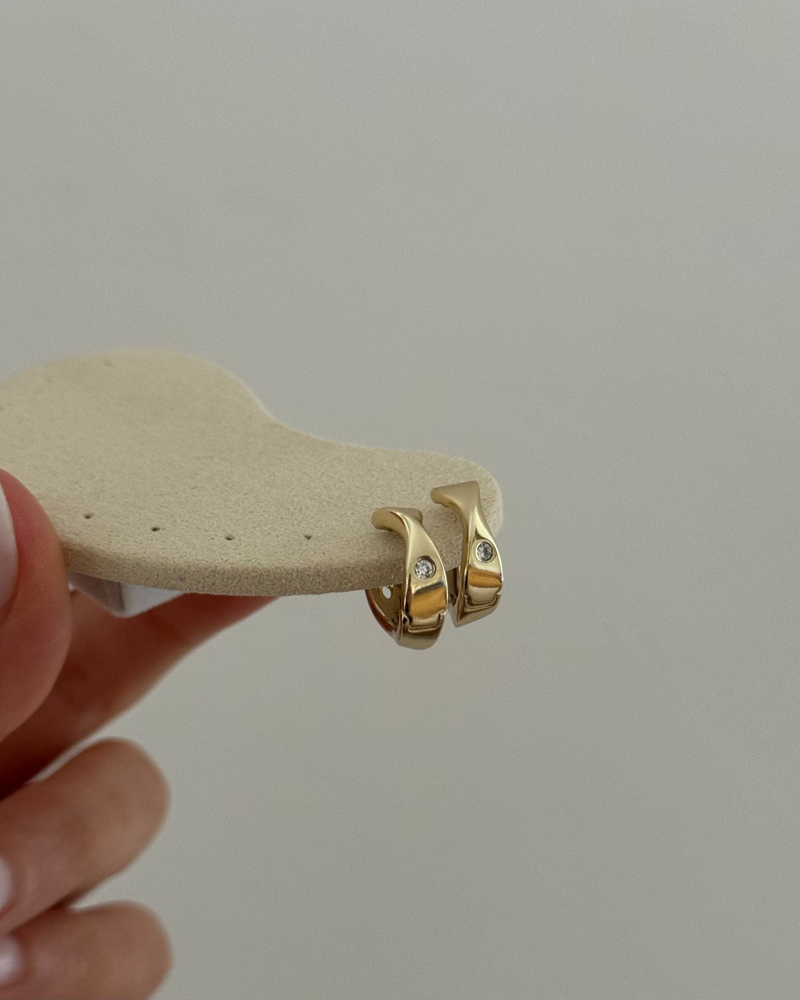 Creolen VIP Bold Wave Stone -14K vergoldet