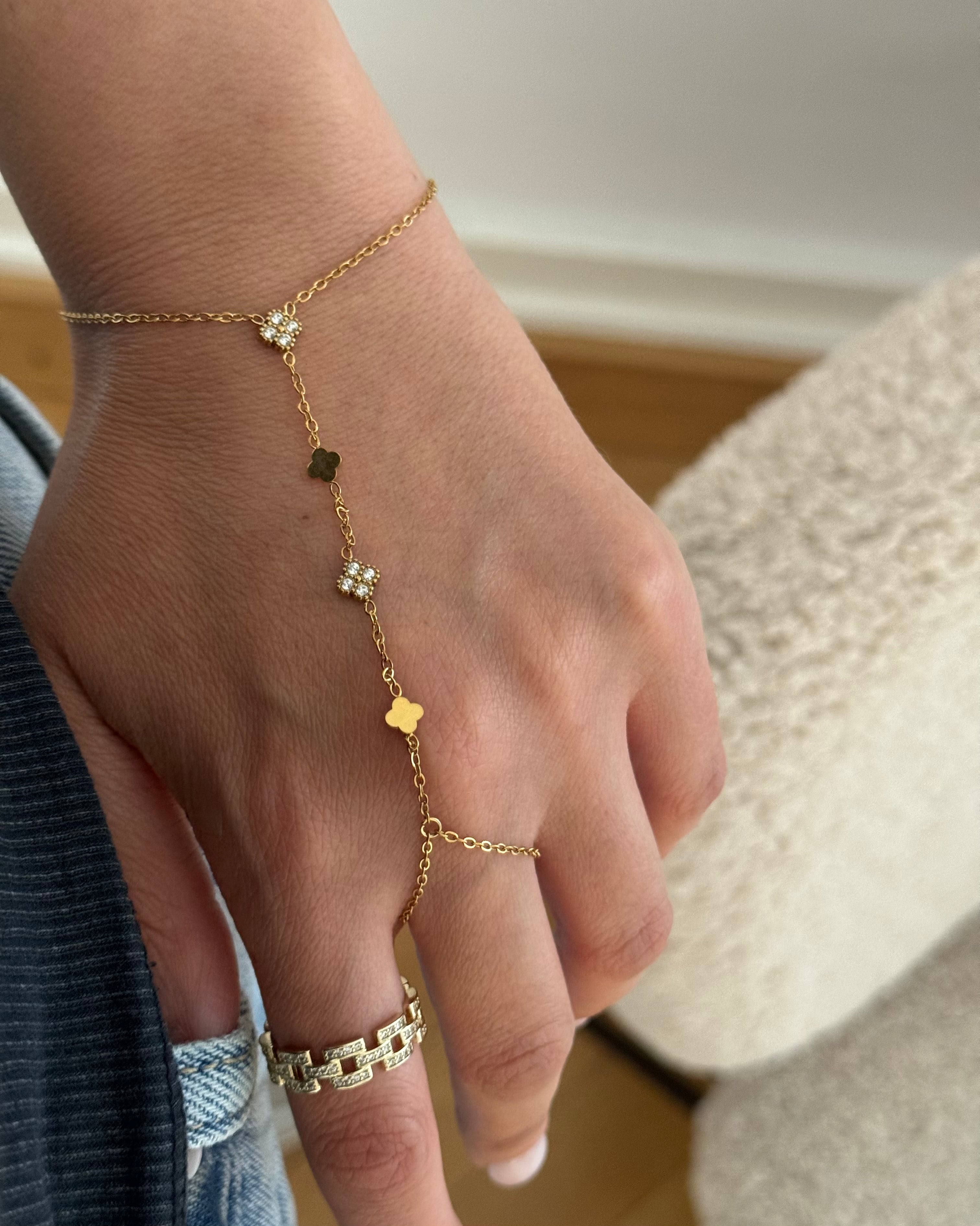 Hand Chain Mini Bloom -18K vergoldet