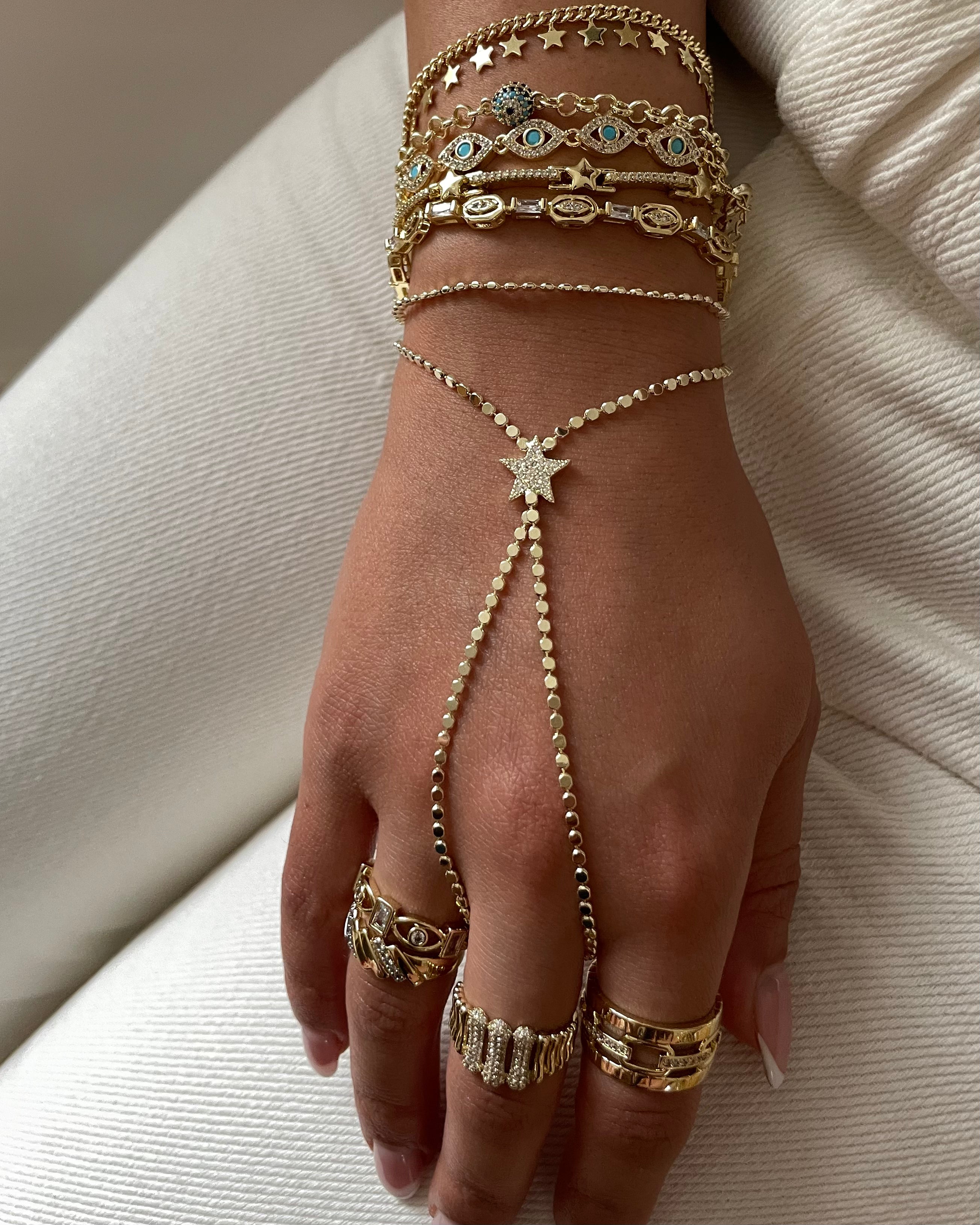 Hand Chain VIP Layer Layla Star -14K vergoldet