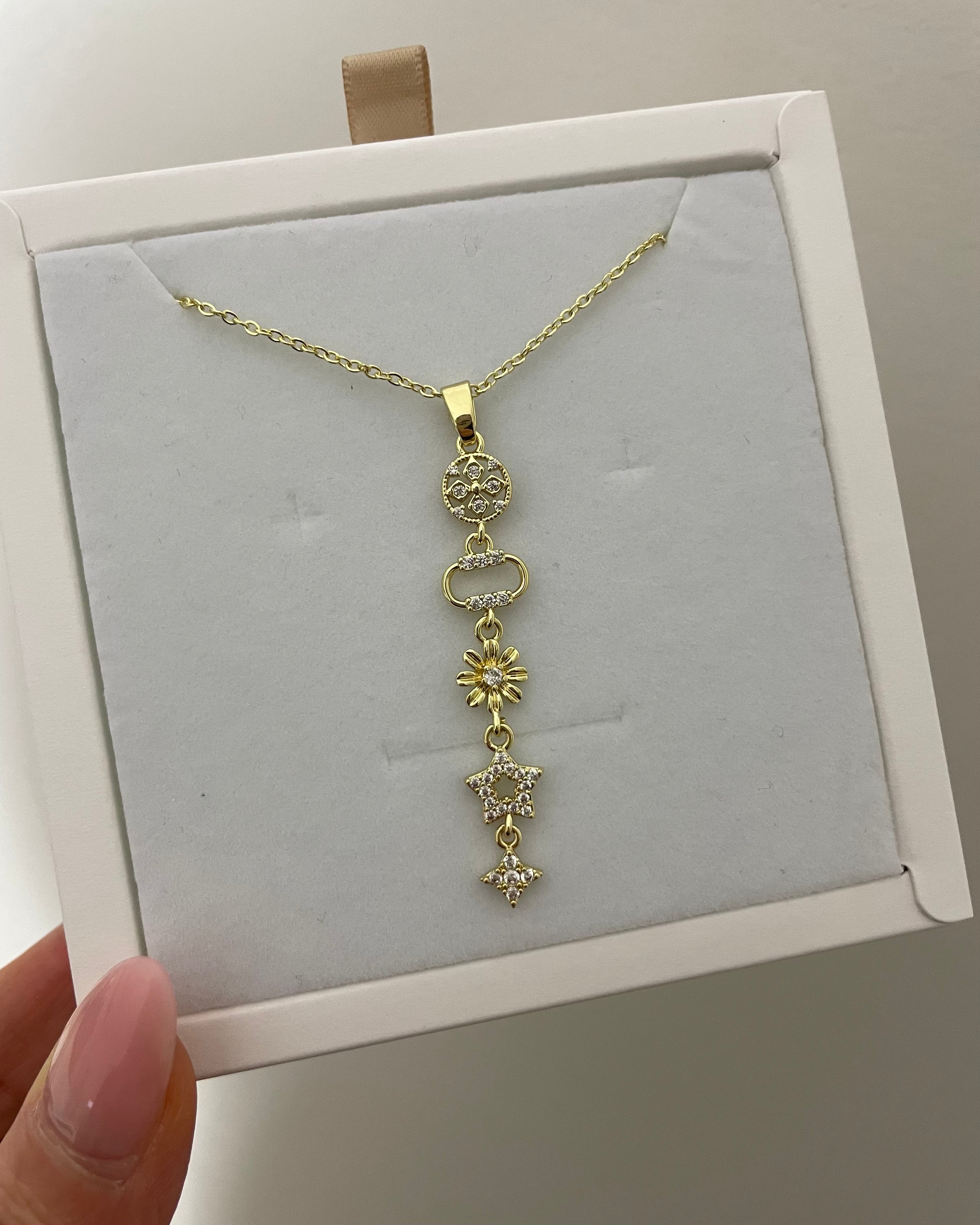 Kette VIP Y Flower -14K vergoldet