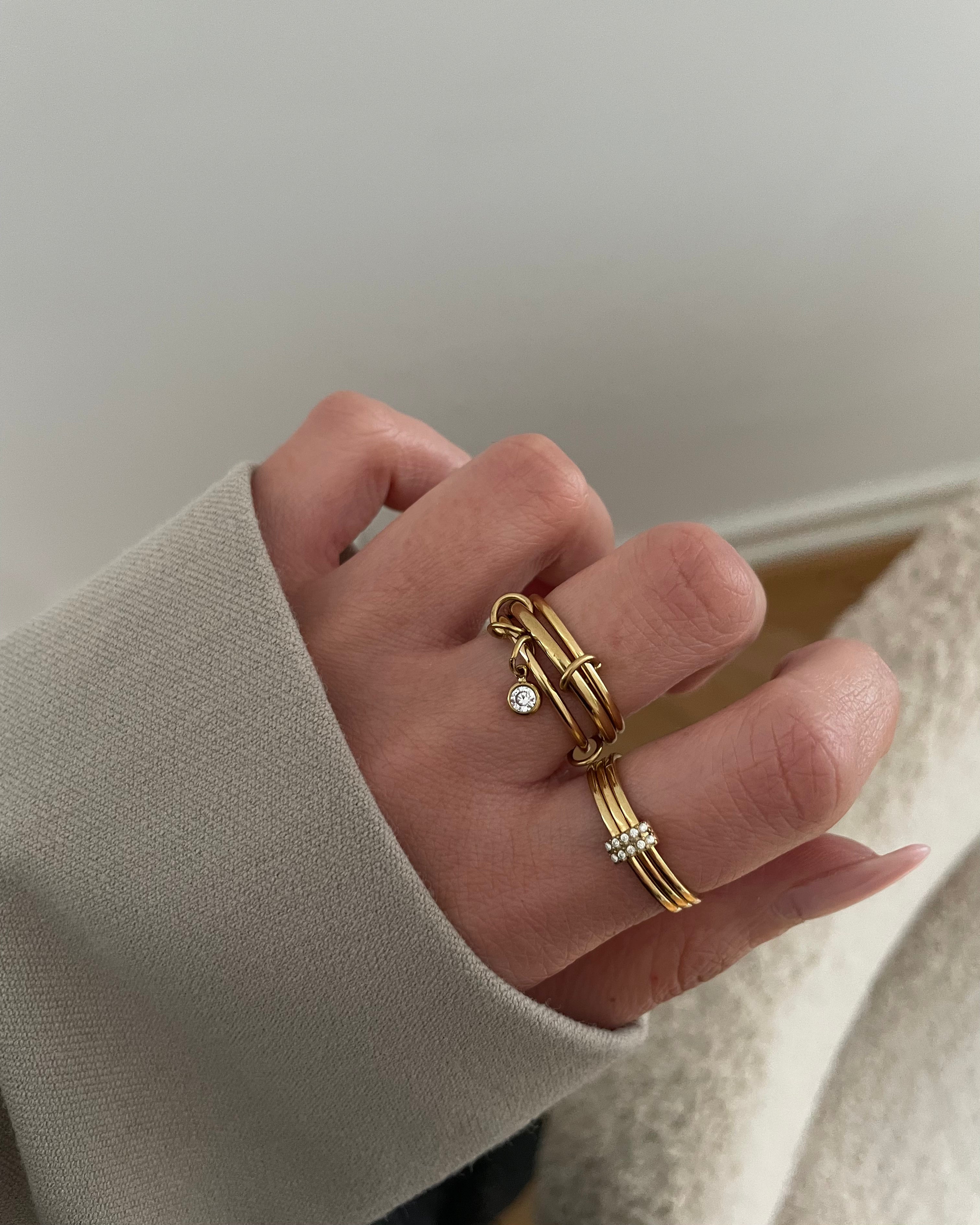 Ring Pave Ayla -18K vergoldet