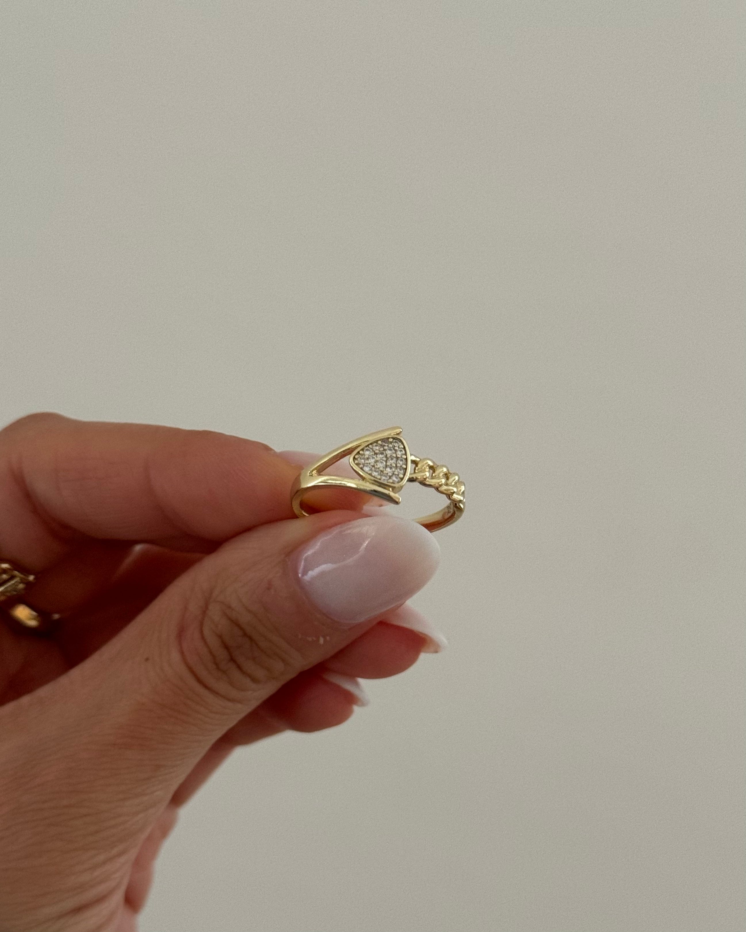 Ring VIP Triangle Chain- 14K vergoldet