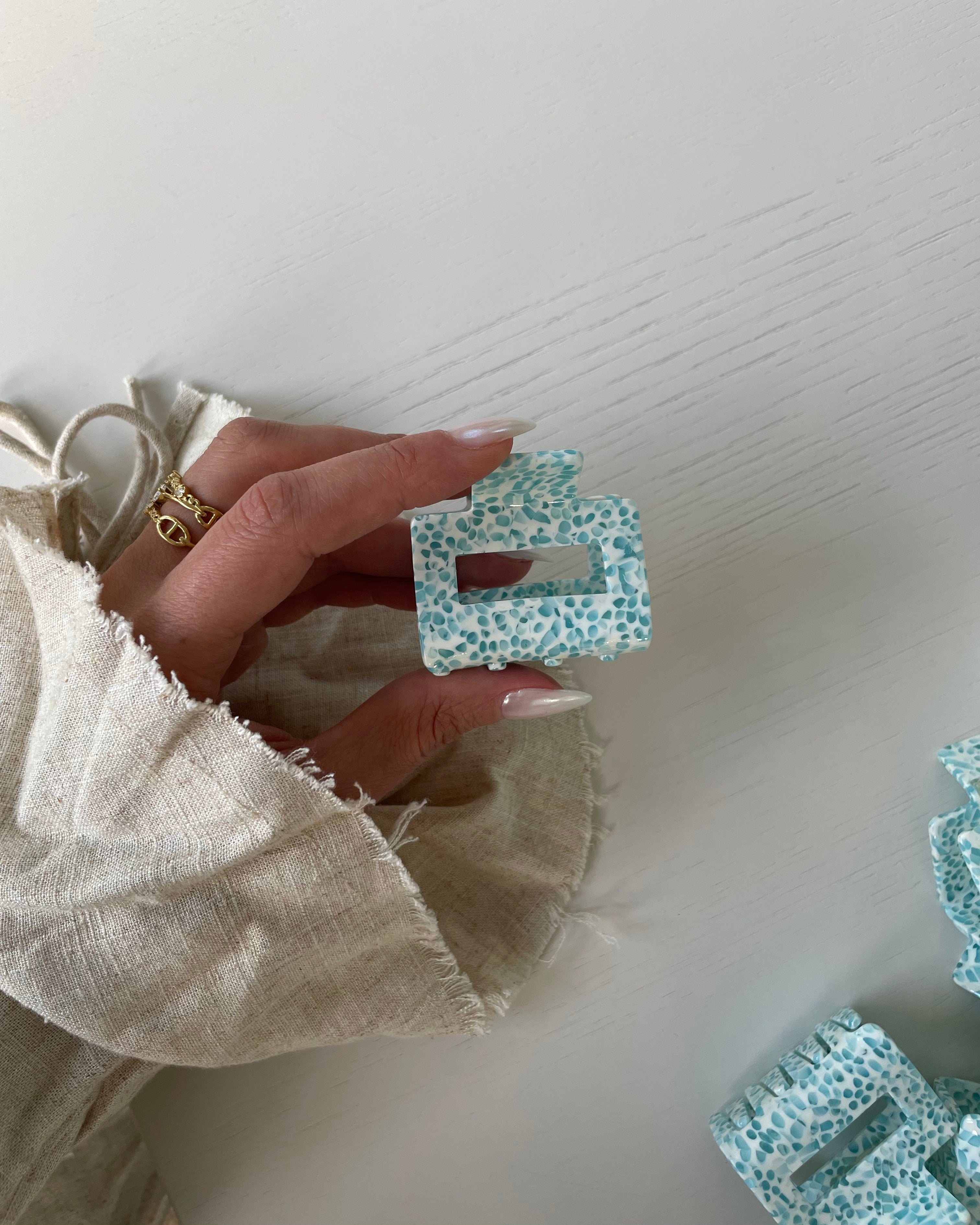 Haarspange Mini Square - Aqua Blau
