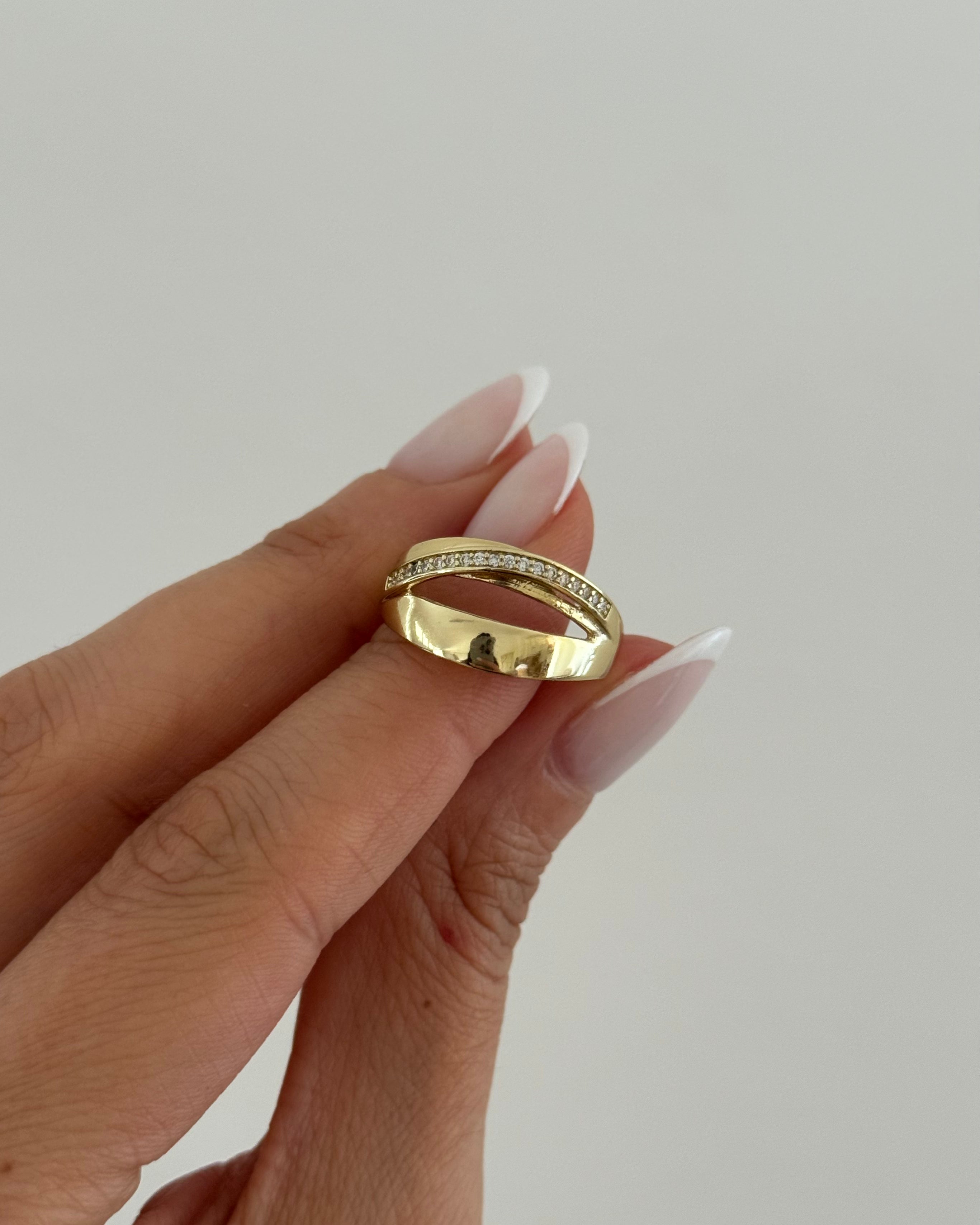 Ring VIP Layer Wave Line -14K vergoldet