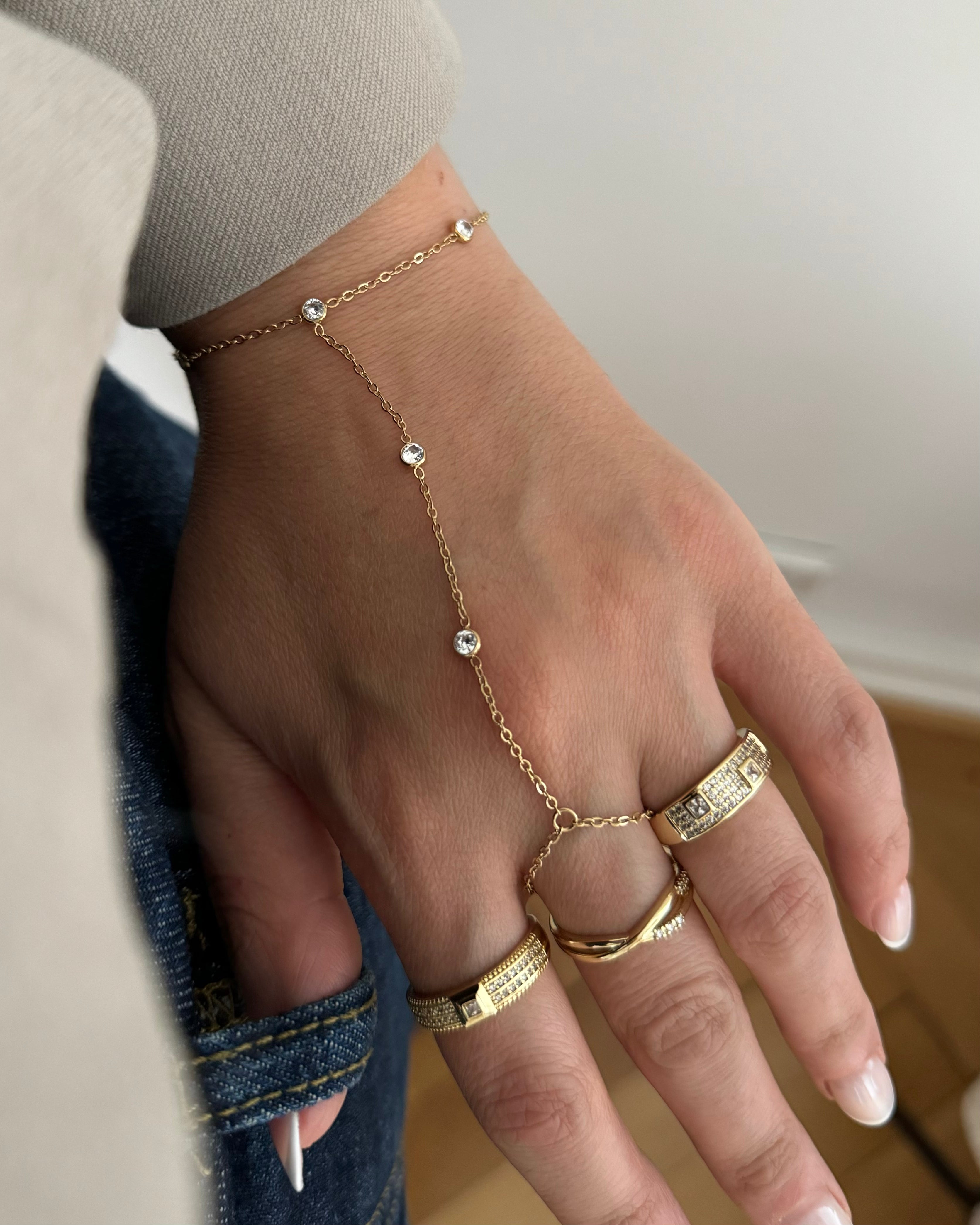 Hand Chain Fine Shiny -18K vergoldet