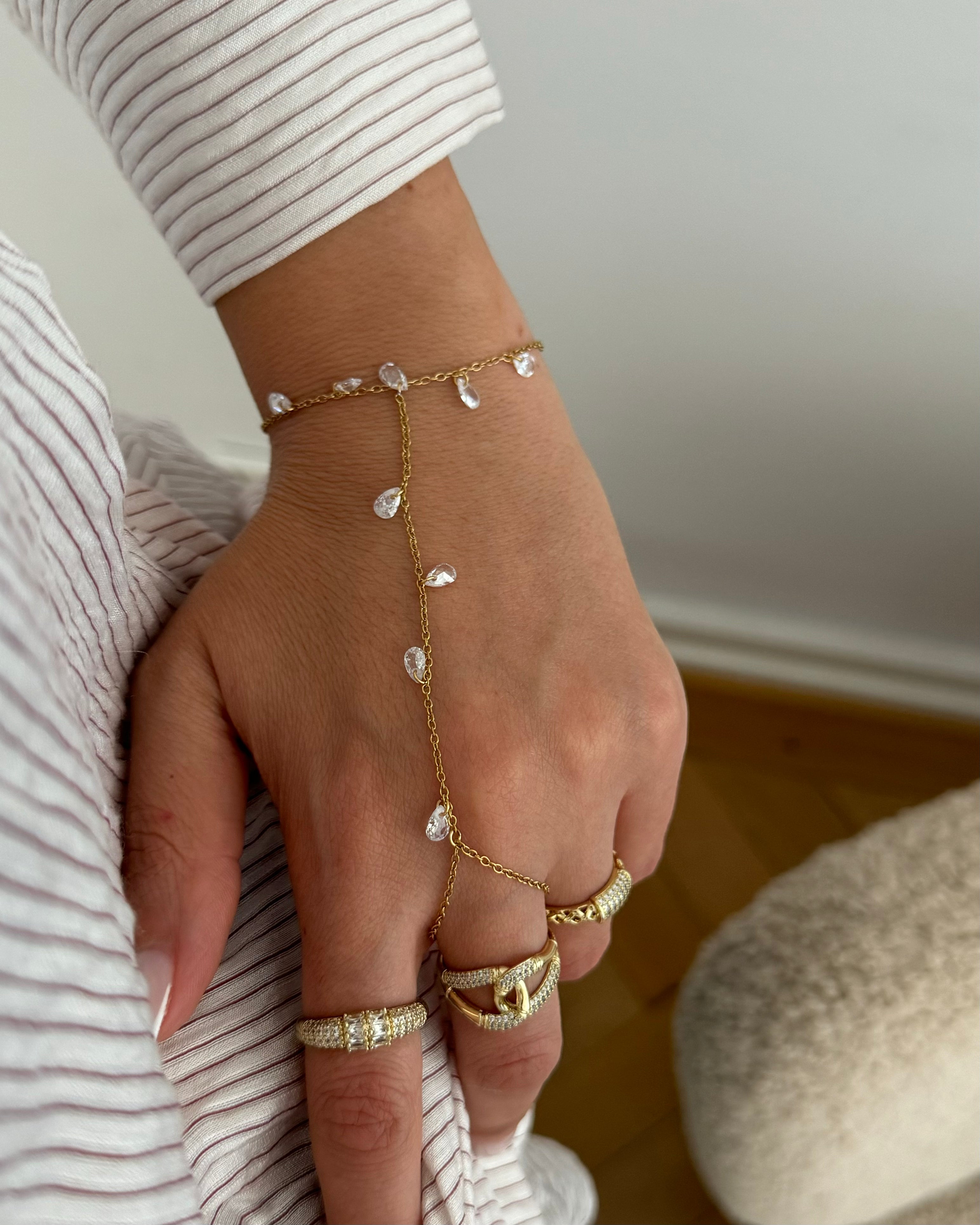 Hand Chain Brillant -18K vergoldet