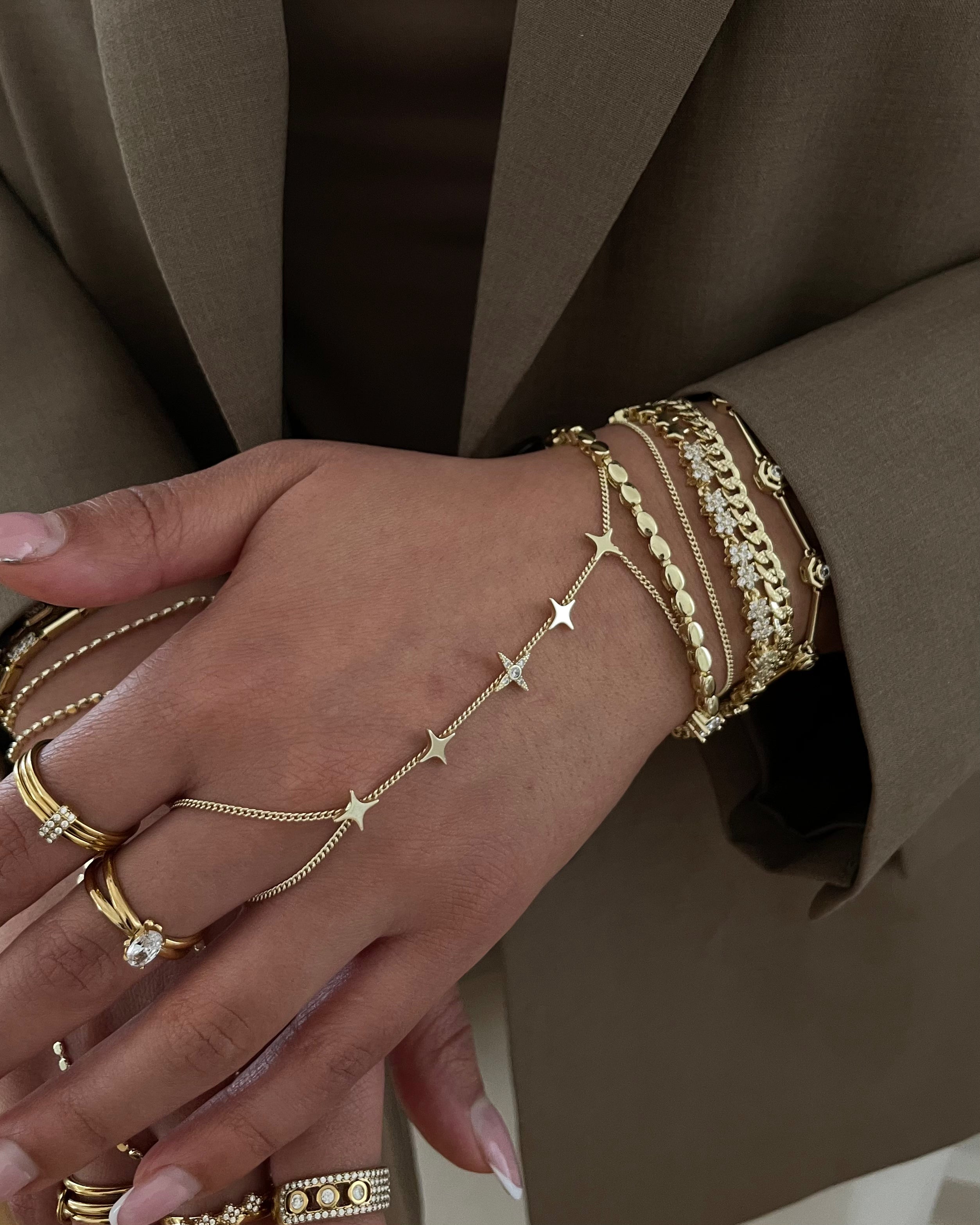 Hand Chain Night -14K vergoldet