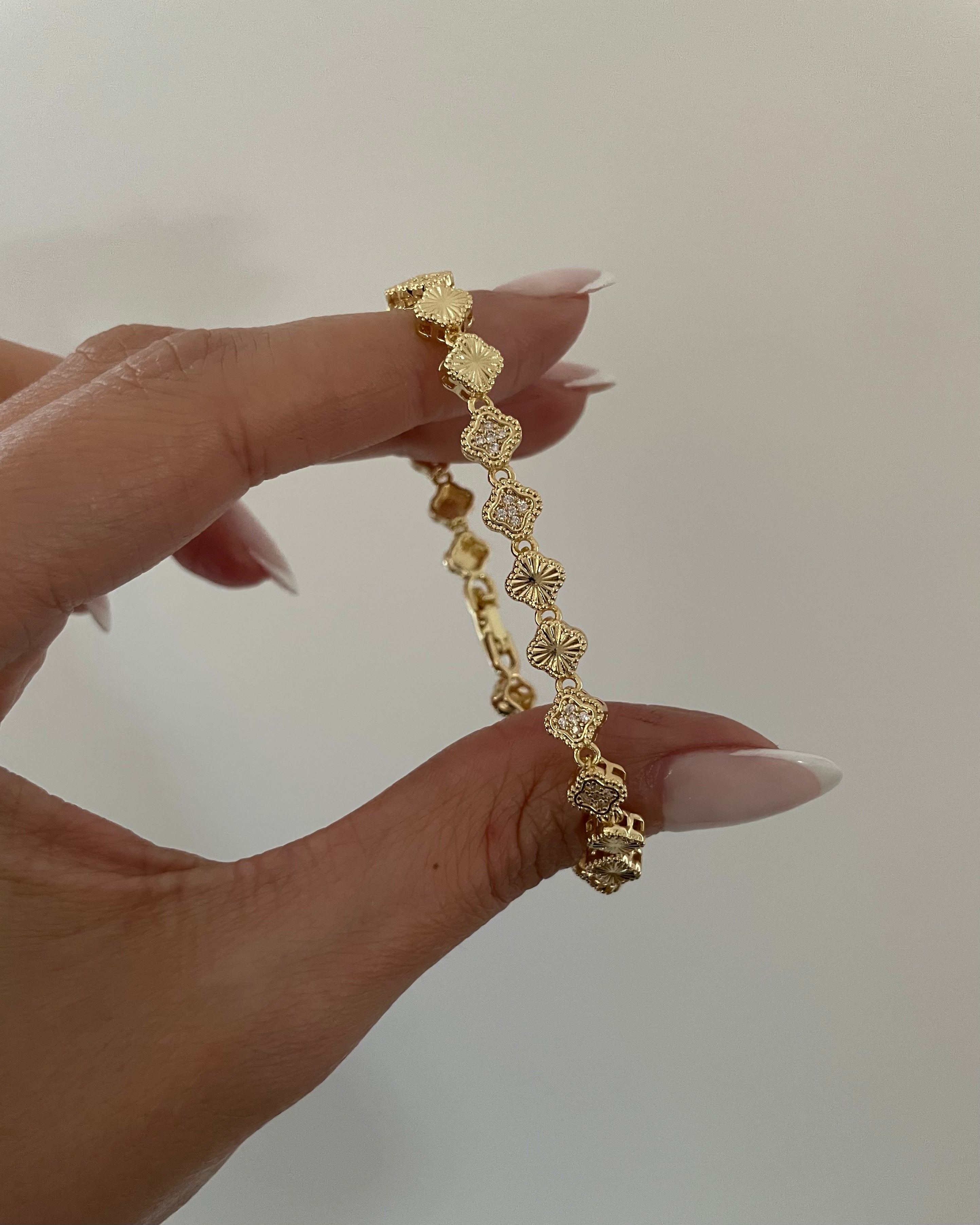 Armband VIP Mini Clover Flowers -14K vergoldet