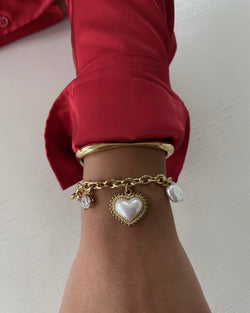 Armband Charm Vintage Pearl Heart