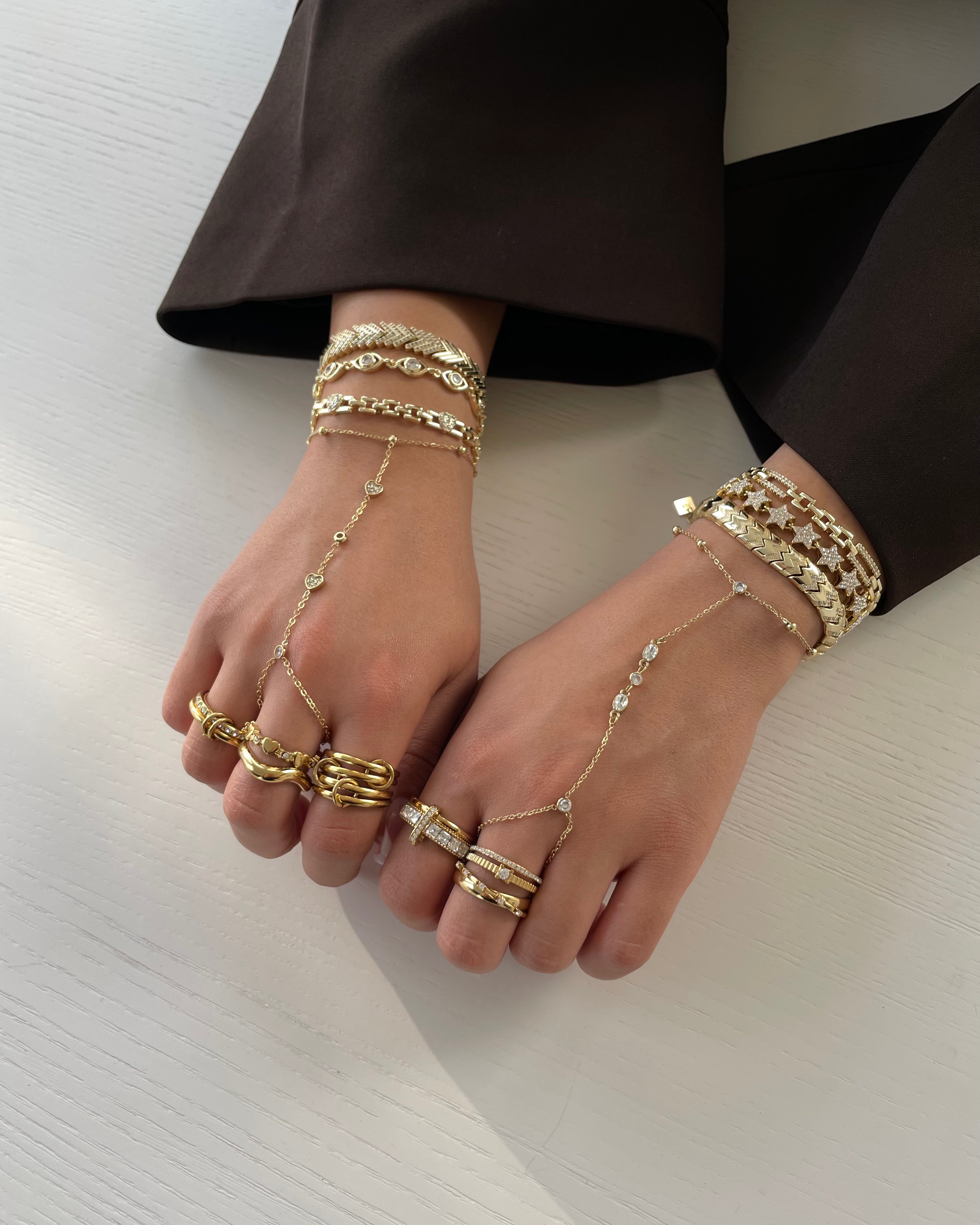 Hand Chain Heart - 18K vergoldet