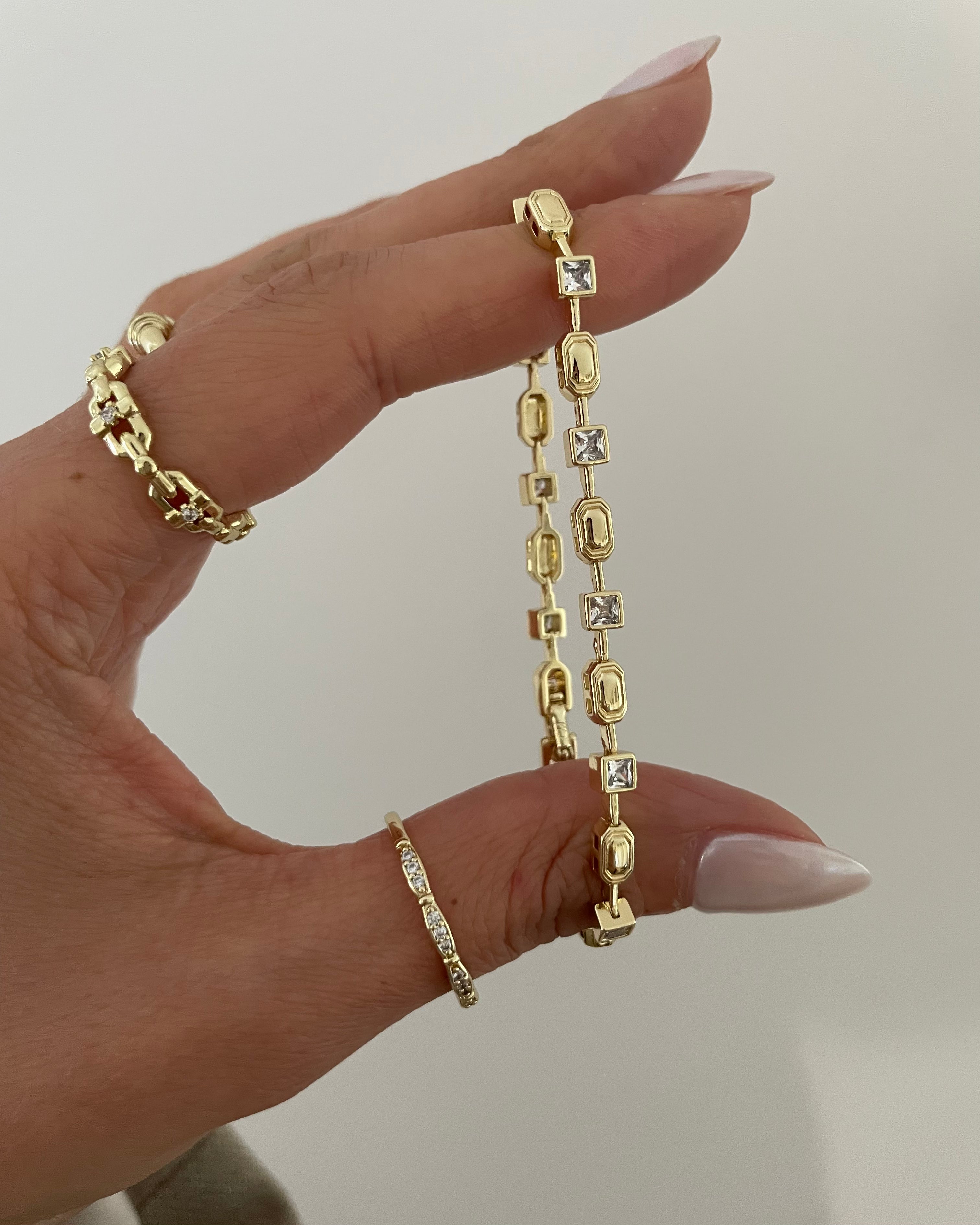 Armband VIP Baguette Cube -14K vergoldet