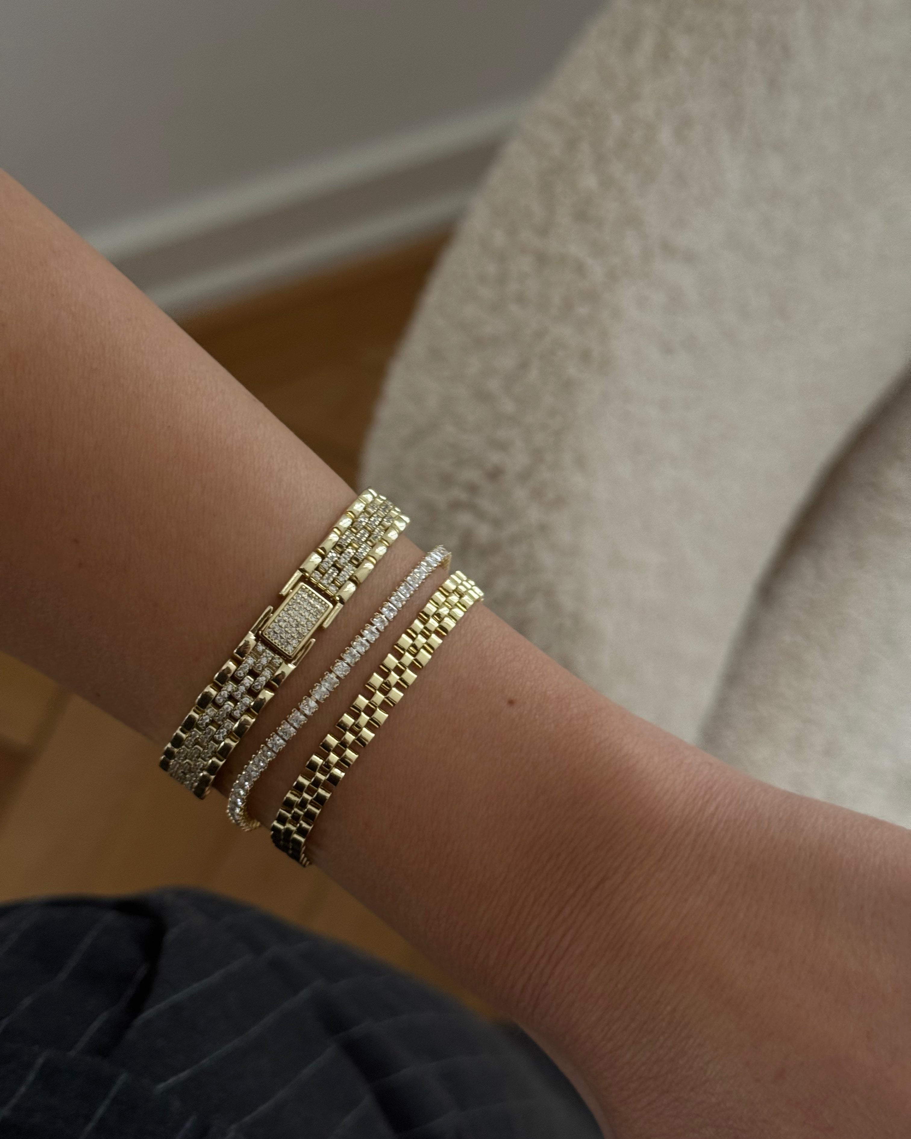 Armband VIP Fine Tennis Cube -14K vergoldet