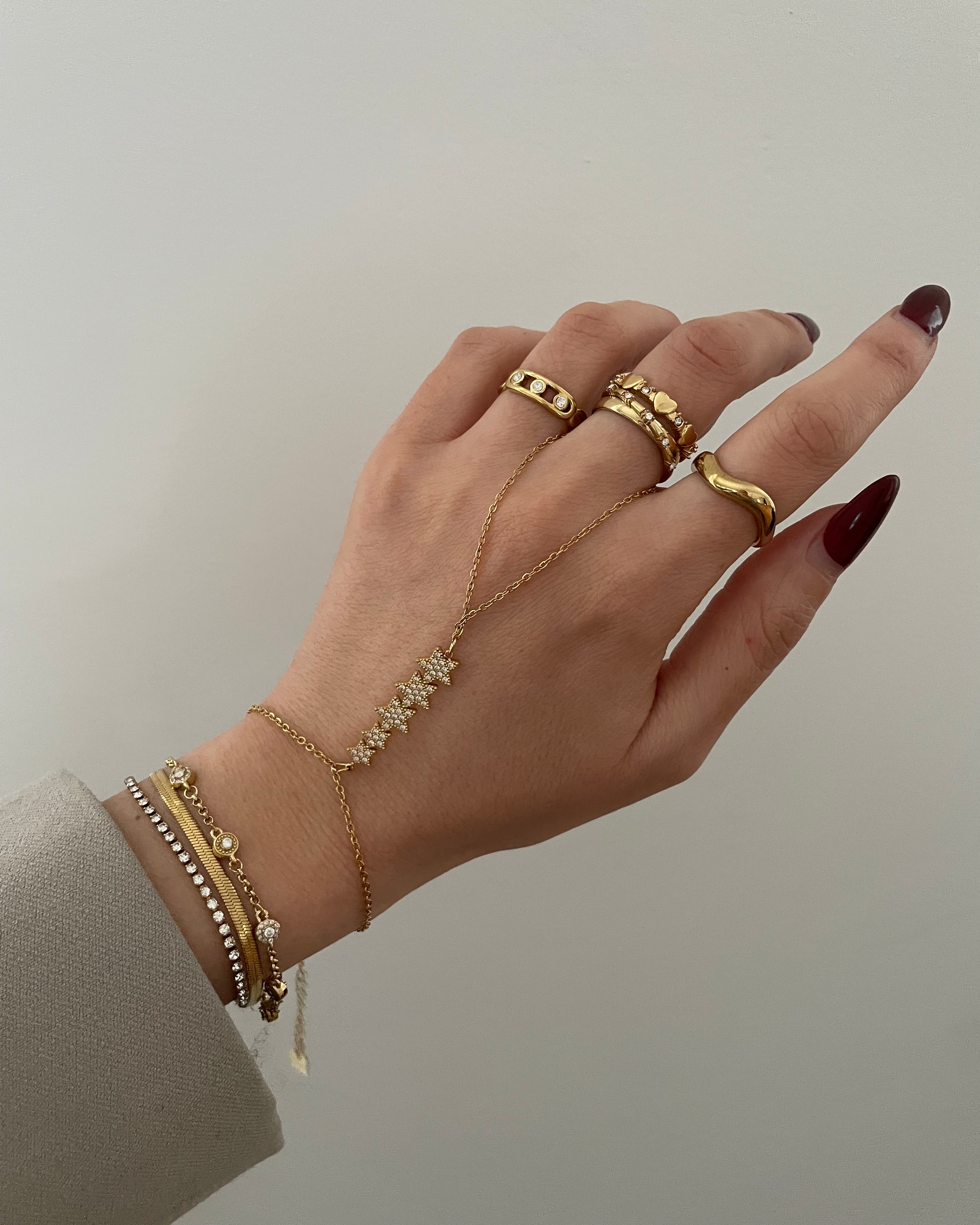 Hand Chain Star 18K vergoldet