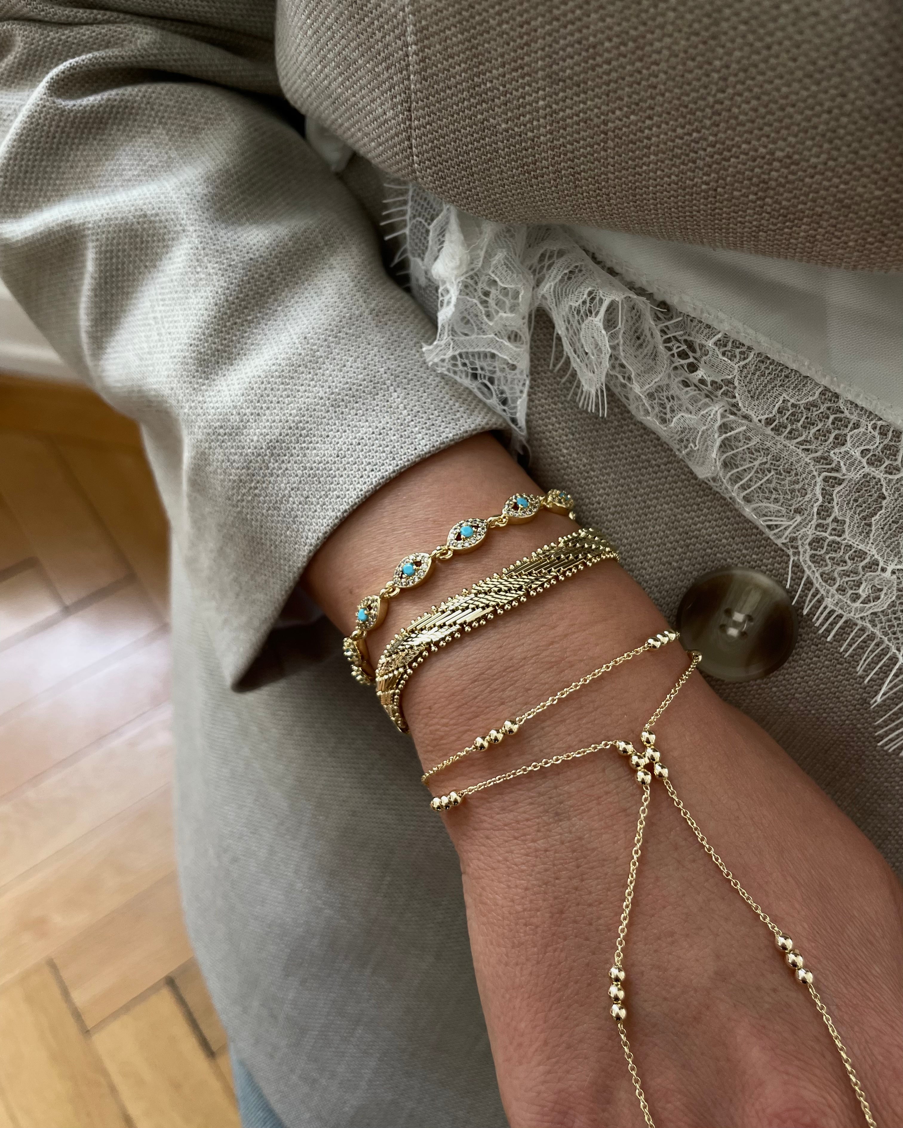 Armband VIP Eye Chic Türkis- 14K vergoldet