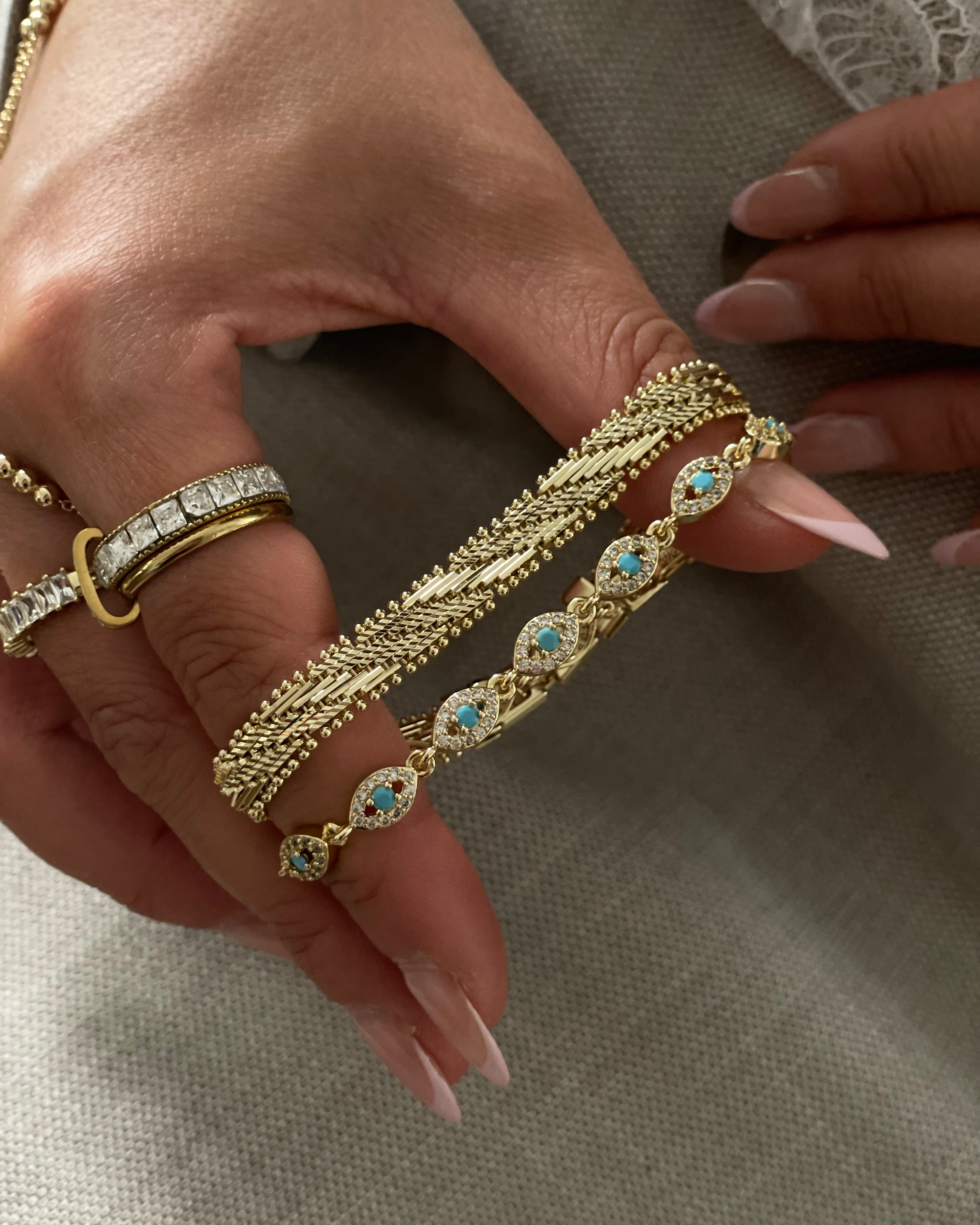 Armband VIP Eye Chic Türkis- 14K vergoldet