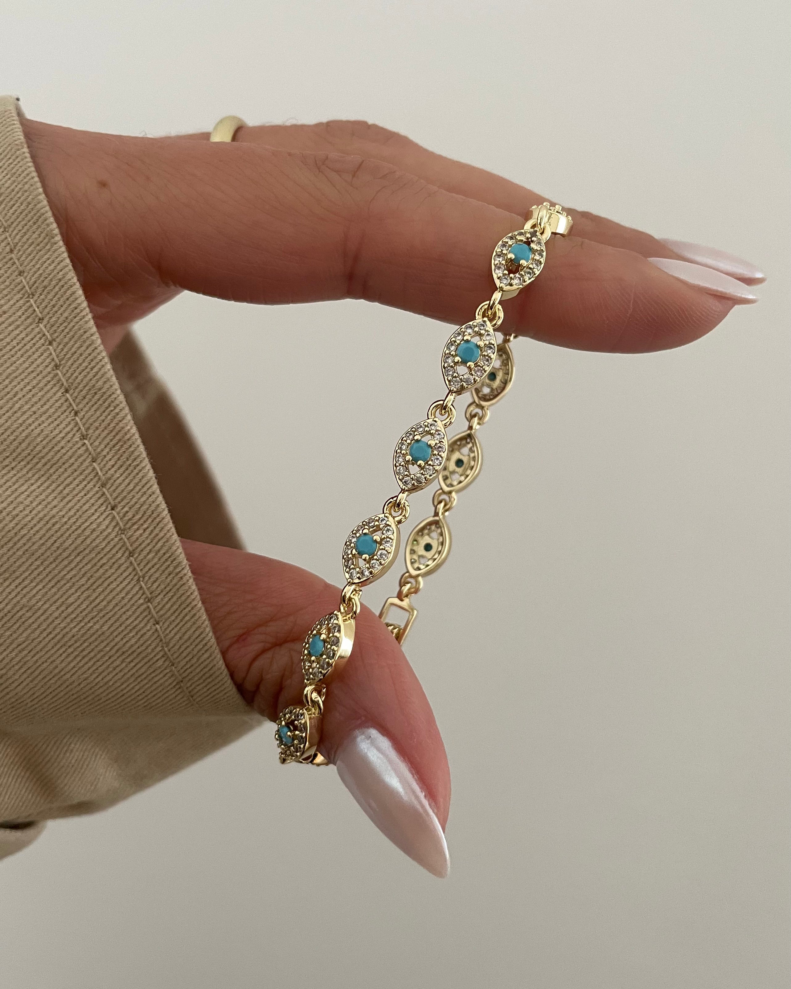 Armband VIP Eye Chic Türkis- 14K vergoldet