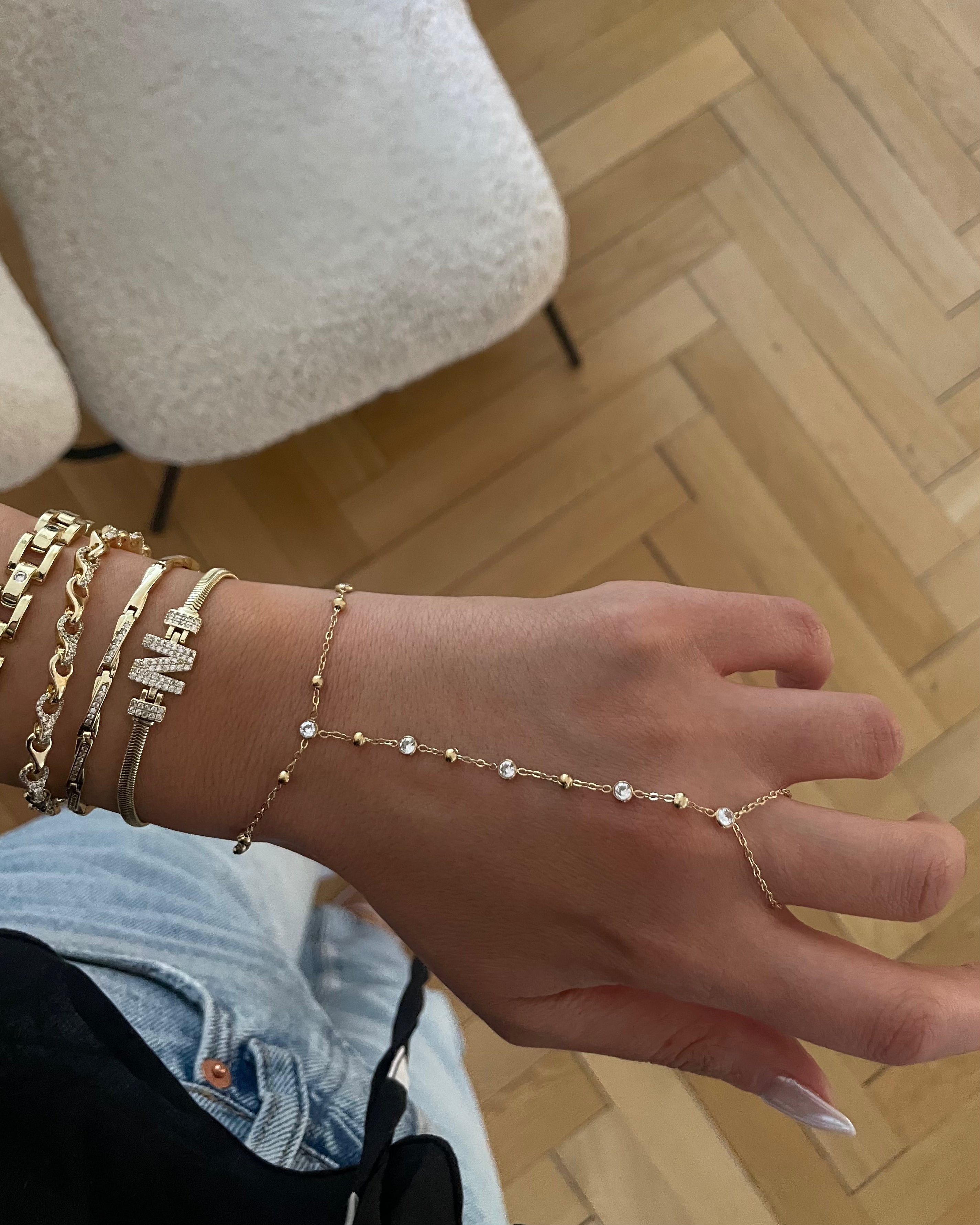 Hand ChainDiamonds Golden - 18K vergoldet