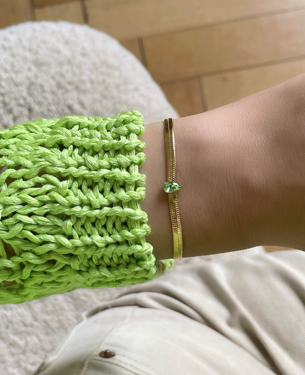 Armband Snake Drop Apple-Green