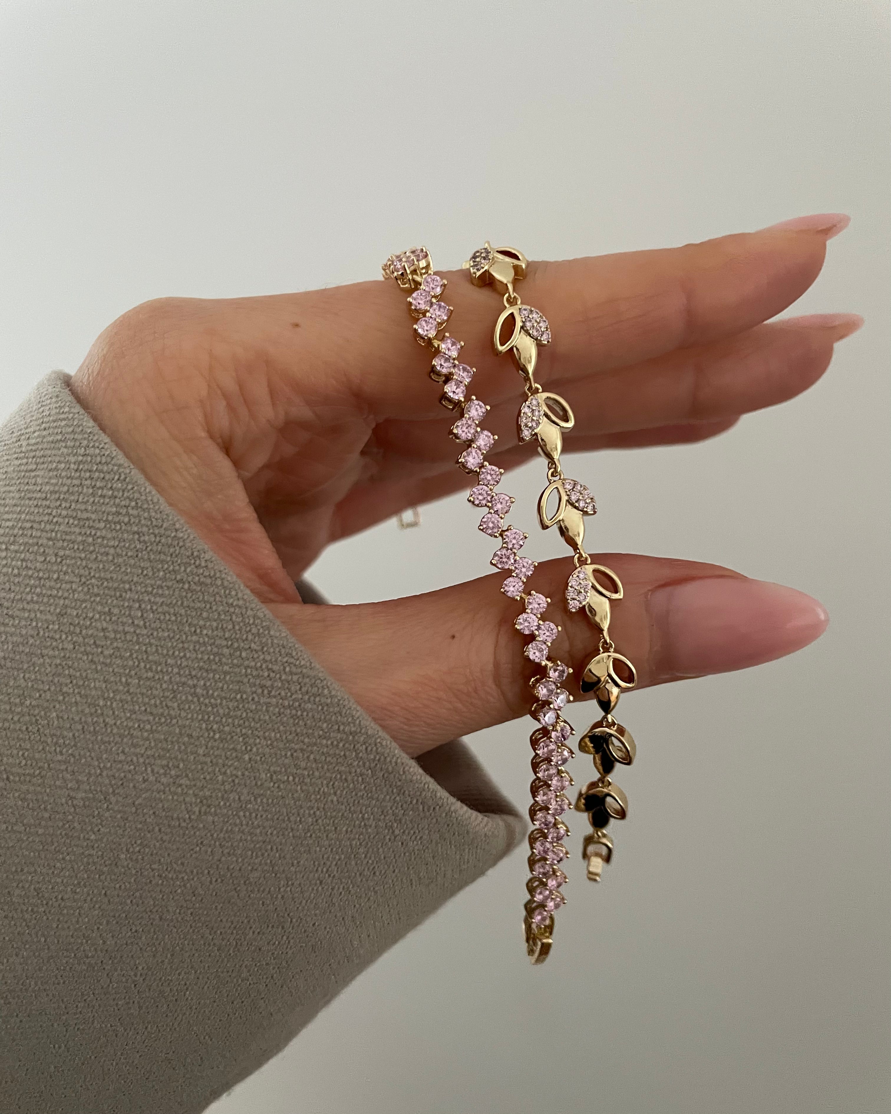 Armband VIP Leaf Rosa - 14K vergoldet