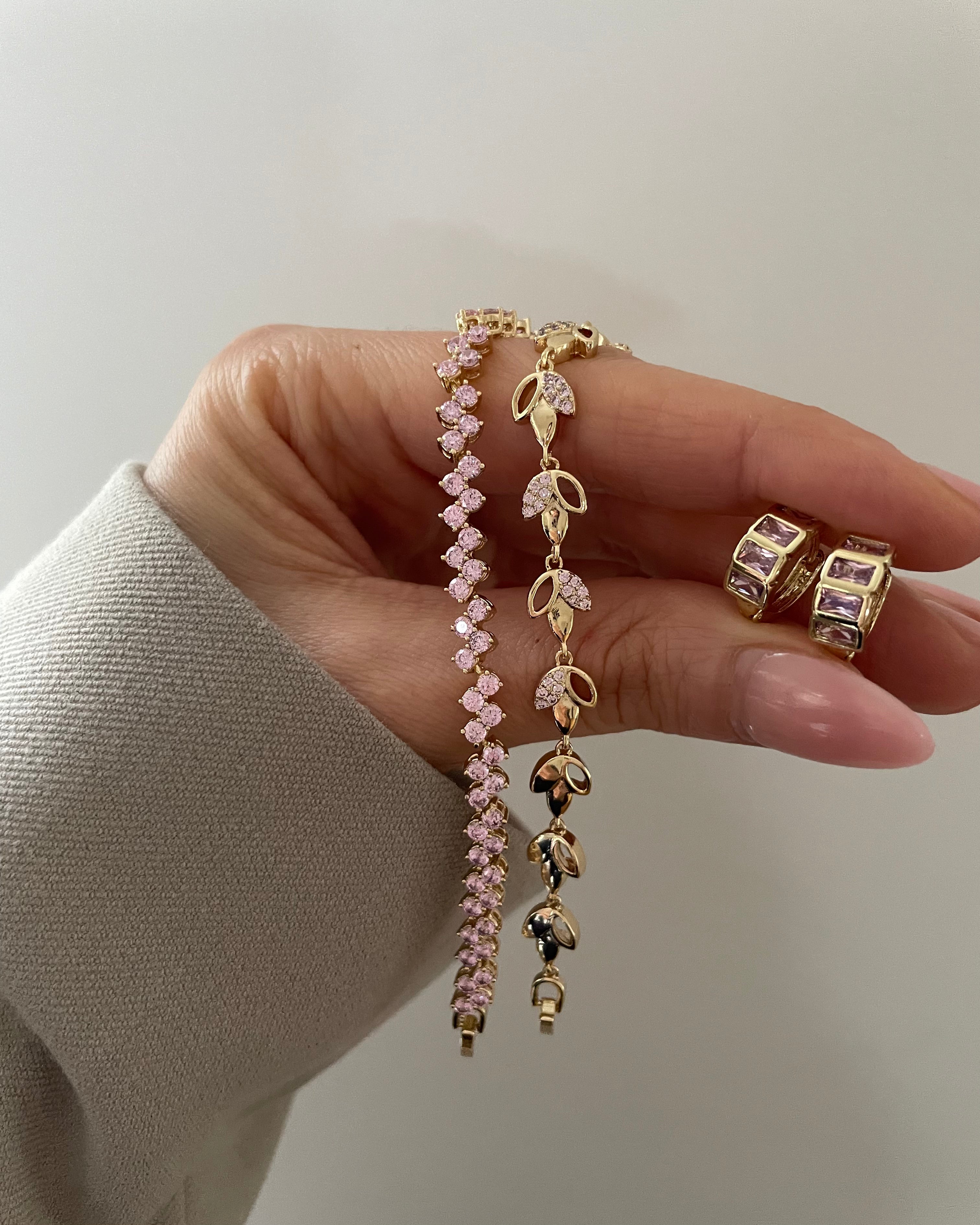 Armband VIP Leaf Rosa - 14K vergoldet