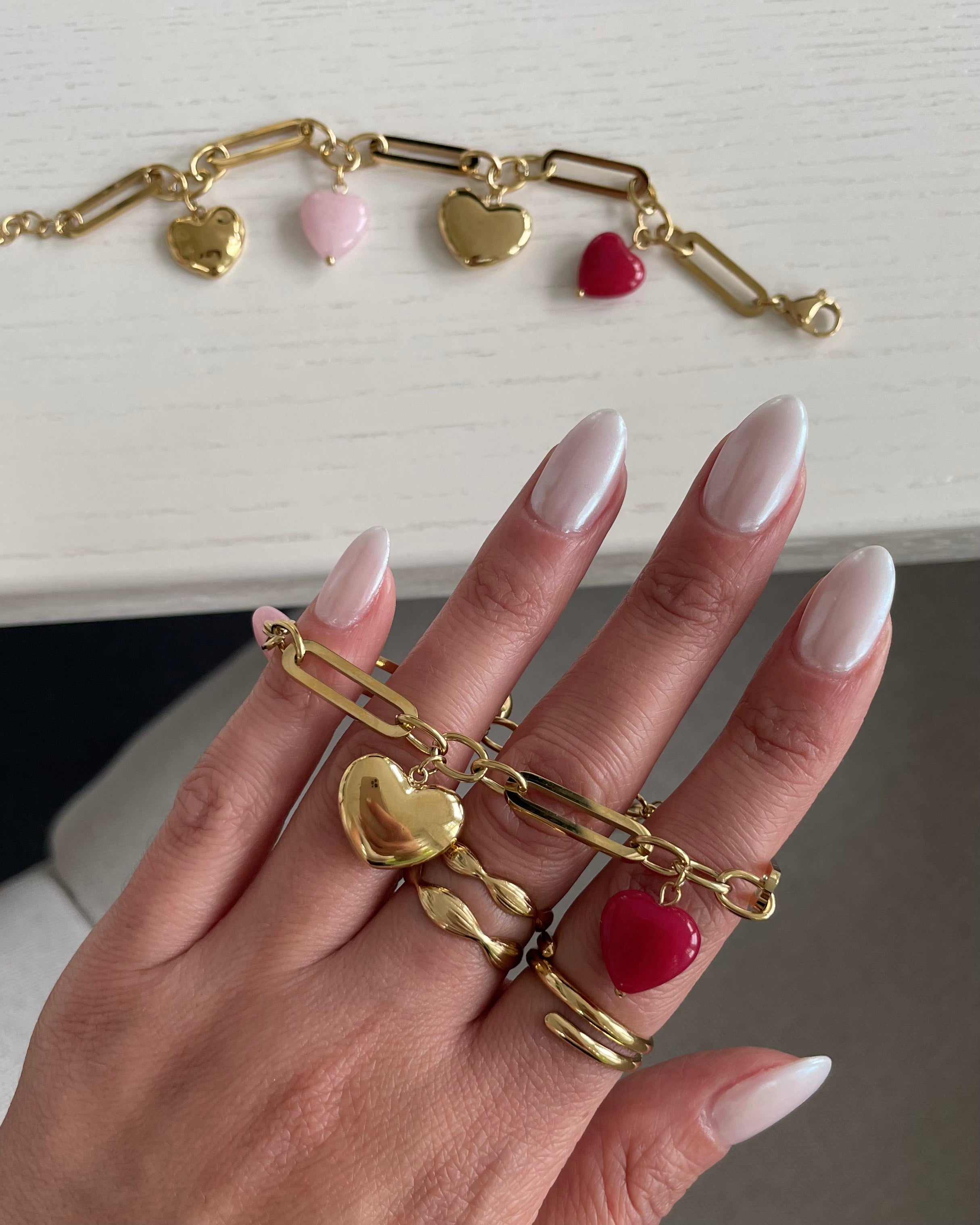 Armband Charm Heart Red
