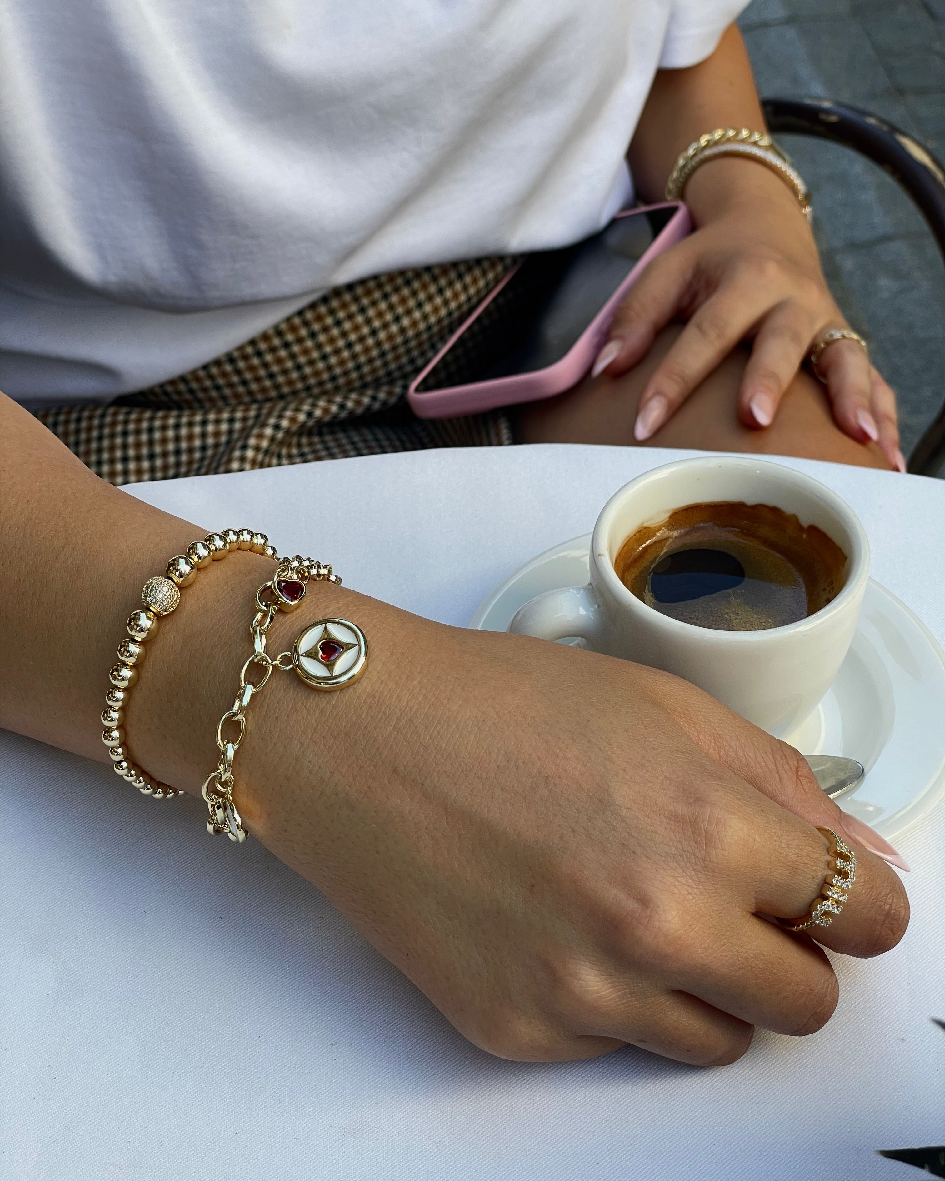 Armband VIP Charm Heart -14K vergoldet