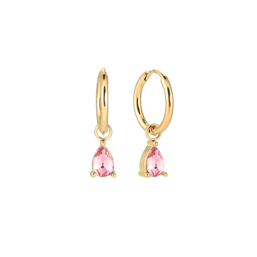 Creolen Edelstahl Drop Oval Rosa