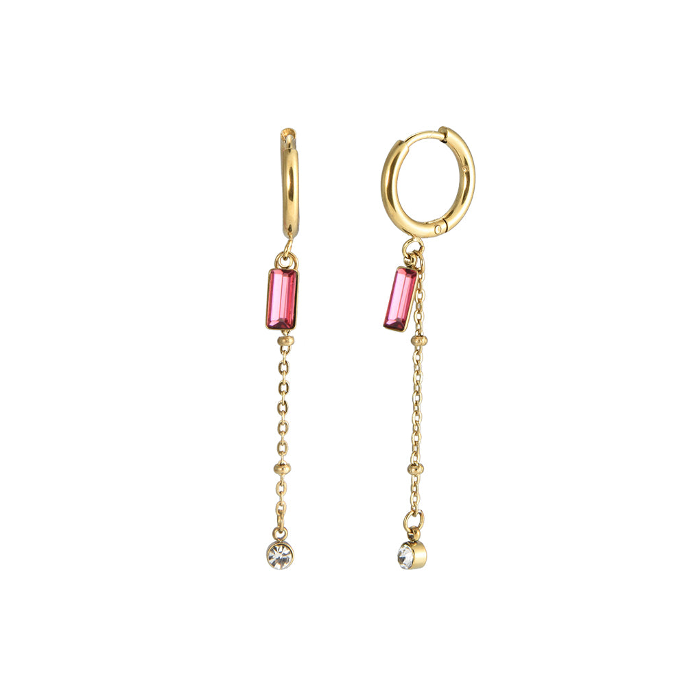 Ohrringe Edelstahl Chain Glam Fuchsia