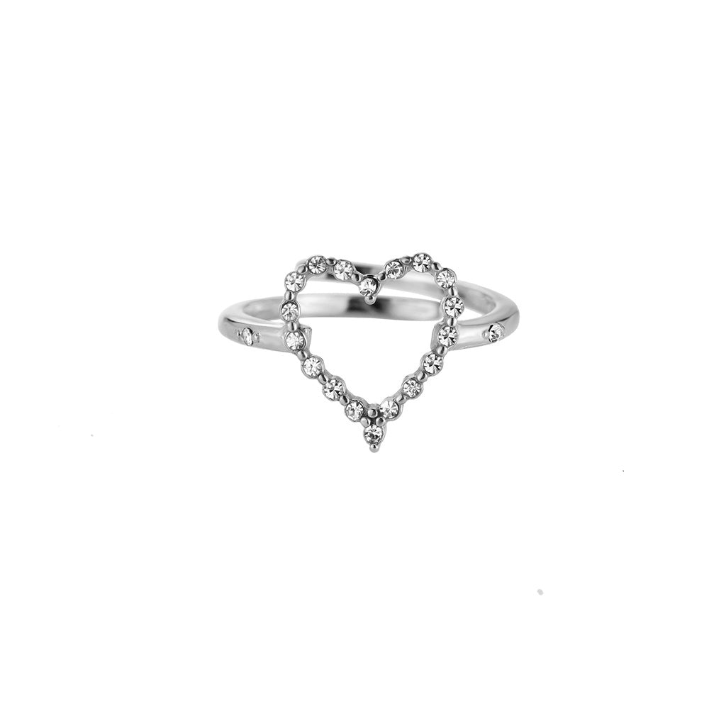 Ring Heart Diamonds Silber